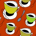 Cup of tea, cup of coffee, spoon Royalty Free Stock Photo