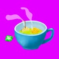 Cup of tea, daisy, illustration. Royalty Free Stock Photo