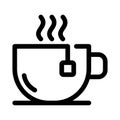 Cup of tea drawing outline icon. Tea bag brewing cooking vector illustration Royalty Free Stock Photo