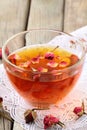 Cup of tea with dried roses Royalty Free Stock Photo