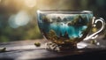 cup of tea ethereal fantasy concept art of masterpiece, macro photo of Waterfall Duden in a tea cup