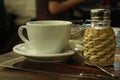 A cup of tea in the evening cafe Royalty Free Stock Photo