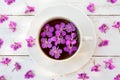 Cup of tea from the flowers of fireweed top view