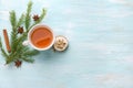 A cup of tea with fragrant honey Christmas gingerbreads Royalty Free Stock Photo