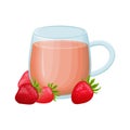 A cup of tea. A glass of strawberry tea. A hot drink in a glass, next to which are strawberries. Strawberry compote Royalty Free Stock Photo