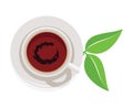 Cup of tea and green leaves, vector Royalty Free Stock Photo