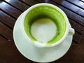 A cup of tea green white milk good taste clean food thailand