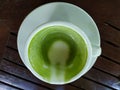 A cup of tea green white milk good taste clean food thailand