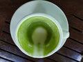 A cup of tea green white milk good taste clean food thailand