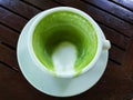 A cup of tea green white milk good taste clean food thailand