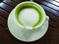 A cup of tea green white milk good taste clean food thailand