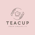 cup and tea leaves line art logo logo vector symbol illustration design Royalty Free Stock Photo