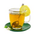 Cup of tea with lemon and jasmine isolated on white Royalty Free Stock Photo