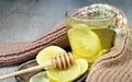 Cup of tea with lemon and a warm scarf. vitamin tea. cold and flu remedy. Royalty Free Stock Photo