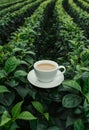 Cup of Tea in Lush Green Garden Royalty Free Stock Photo