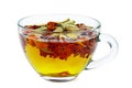 Cup of tea from marigold flowers) isolated on a white Royalty Free Stock Photo