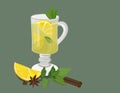 Cup of tea and mint leaf with lemon and cinamone Royalty Free Stock Photo