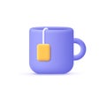 Cup of tea or mug with tea bag. Tea time, breakfast concept. Royalty Free Stock Photo