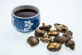 Cup of tea and mushroom varieties