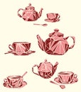 A cup of tea, the options of graphic solutions, logo, color, vector
