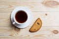 Cup of tea with piece of rusk bread Royalty Free Stock Photo