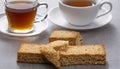 A cup of tea and a plate of biscuits Royalty Free Stock Photo