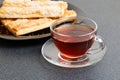 Cup of tea and puff pastry Royalty Free Stock Photo