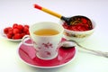 A cup of tea and raspberry jam Royalty Free Stock Photo