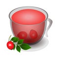 Cup of tea from rose hips isolated on a white background. Royalty Free Stock Photo