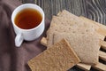 Cup of tea and rye crisp bread Royalty Free Stock Photo