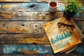 Cup of Tea and Newspaper on Wooden Table Royalty Free Stock Photo