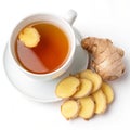 Tea with ginger isolated on white background Royalty Free Stock Photo