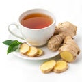 Tea with ginger isolated on white background Royalty Free Stock Photo