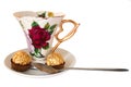Cup of tea and sweeties. Royalty Free Stock Photo