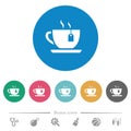 Cup of tea with teabag flat round icons Royalty Free Stock Photo