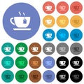 Cup of tea with teabag round flat multi colored icons Royalty Free Stock Photo