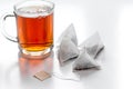 Cup of tea with teabags on white background mock up Royalty Free Stock Photo