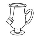 Cup with tea vector icon. Hand-drawn illustration isolated on white background. Hot healthy drink in a beautiful glass mug Royalty Free Stock Photo