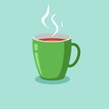 Cup of tea vector illustration. Porcelain mug with hot tea picture.