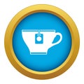 Cup with teabag icon blue vector isolated