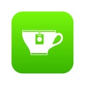 Cup with teabag icon digital green
