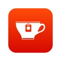 Cup with teabag icon digital red