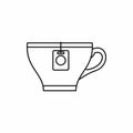 Cup with teabag icon, outline style