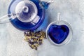 Cup and teapot of Butterfly pea tea for healthy drinking Royalty Free Stock Photo