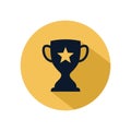 Cup trophy icon vector, trophy champions with star isolated on yellow circle