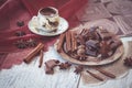 Cup Turkish coffee chocolate and spices Royalty Free Stock Photo