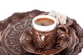 Cup of Turkish Coffee and Delights Royalty Free Stock Photo