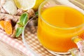 a cup of Turmeric Tea with lemon and ginger , Benefits for reduce