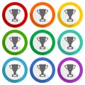 Cup vector icons, set of colorful flat design buttons for webdesign and mobile applications Royalty Free Stock Photo