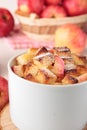 Cup of wheat bread pudding with apples Royalty Free Stock Photo